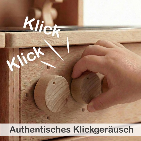 Kita Kinderküche Däumelinchen - Drehregler mit Klickgeräusch Funktion und einer Handtuch Halterung mit Edelstahlgriff