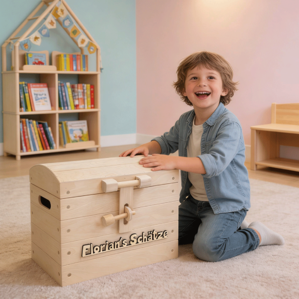 Schatzkiste oder Piratenkiste zur Aufbewahrung mit Personalisierung