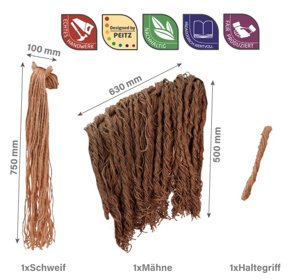 Mähne für Holzpferd Abmessungen Mähne für Holzpferd Abmessungen