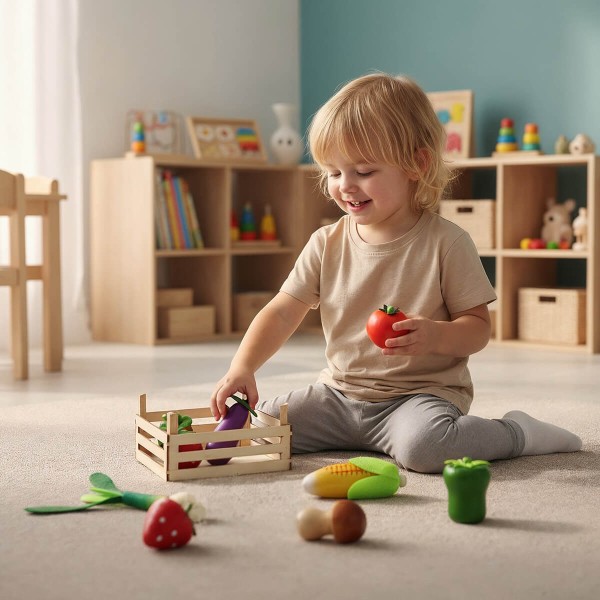 Ein 107 teiliges Zubehörset für den Marktstand mit Kasse, Waage und Spiellebensmittel.