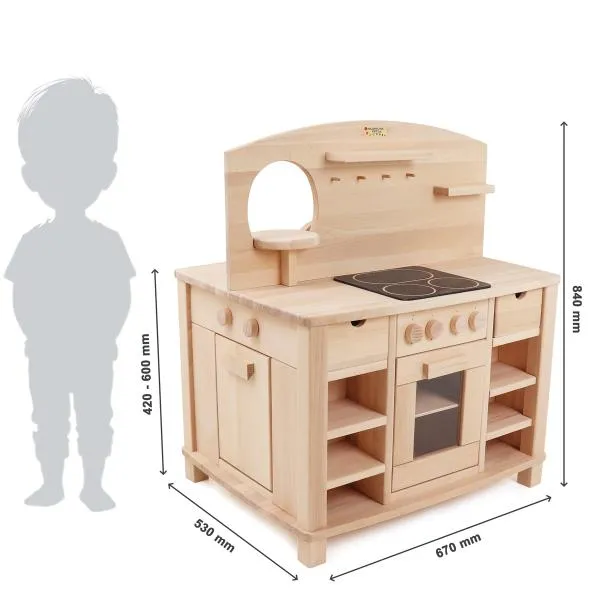 Kinderküche "Cinderella" | Spielküche | 4-seitig bespielbar | Massivholz 2050