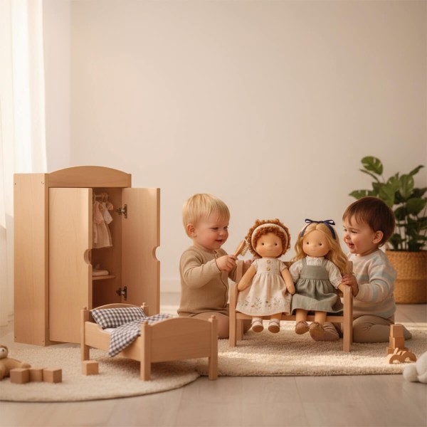Puppenschrank Garderobe für Kleinkinder zum Spielen Puppenschrank Garderobe für Kleinkinder zum Spielen