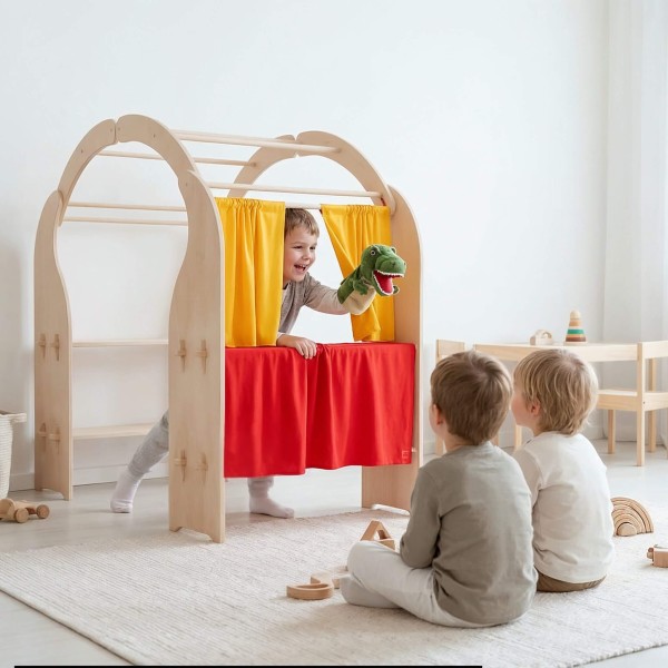 Theatervorhang für den Spielständer - rot-gelb