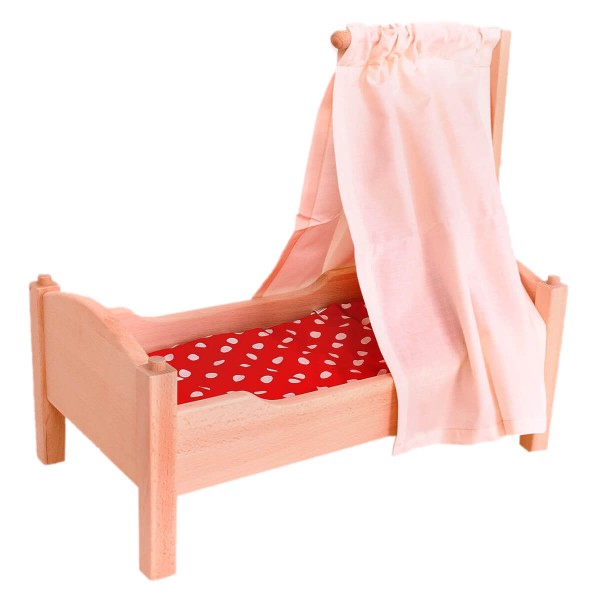 3 teiliges Set Puppenbettwäsche in der Farbe rot mit weissen Punkten 3 teiliges Set Puppenbettwäsche in der Farbe rot mit weissen Punkten
