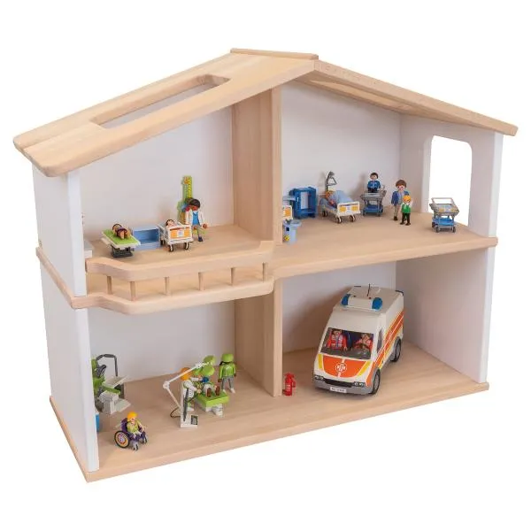 Holz-Puppenhaus Anna auch als Feuerwehrwache mit Feuerwehrauto, Feuerwehr-Puppen und Zubehör Holz-Puppenhaus Anna auch als Feuerwehrwache mit Feuerwehrauto, Feuerwehr-Puppen und Zubehör