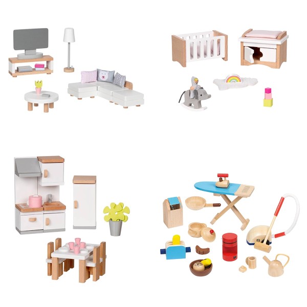 Puppenhausmöbel für 4 Zimmer