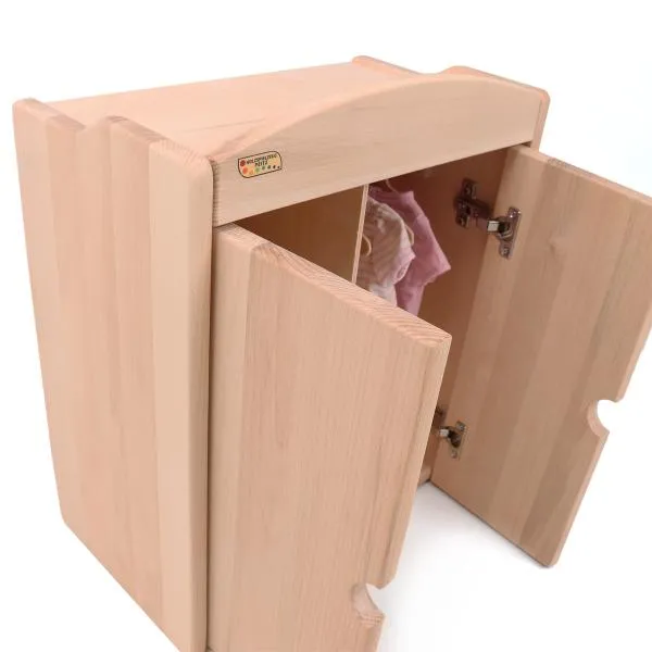 Puppen Kleiderschrank groß aus Holz Natur | Waldorf Puppen Schrank aus Massivholz