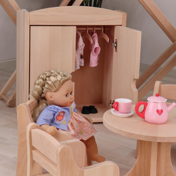 Puppenmöbel - Kleiderschrank weiß