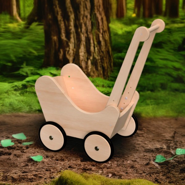 Lauflern Puppenwagen aus Holz für Kleinkinder Lauflern Puppenwagen aus Holz für Kleinkinder