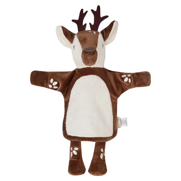 Frontale Ansicht der flauschigen Sterntaler Handpuppe Reh für das Kasperletheater