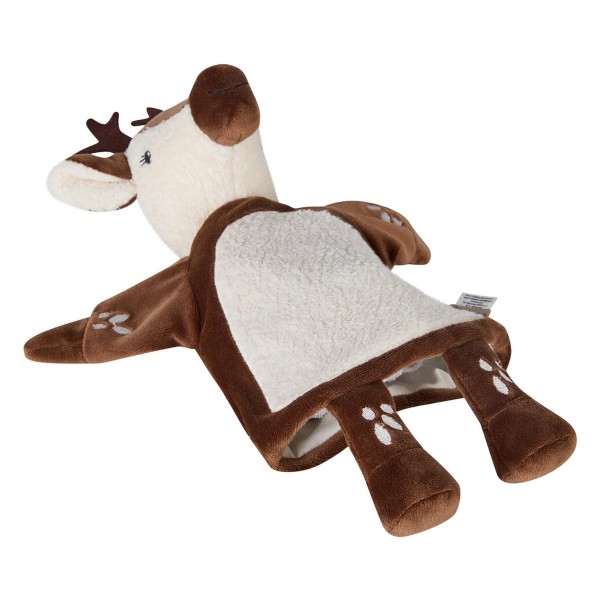 Liegende Sterntaler Reh Handpuppe, die den praktischen Handeingriff auf der Unterseite zeigt