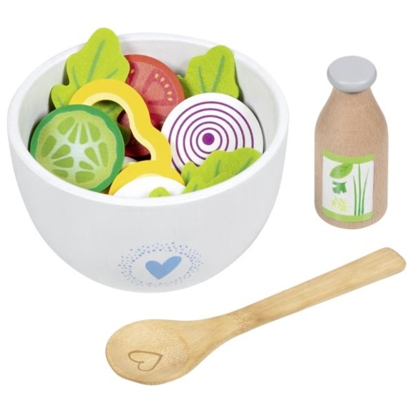 Salat-Set Vitalbowl aus Holz mit Schüssel, Löffel, Dressingflasche und Gemüse-Spielteilen – 24-teiliges Set für die Kinderküche Salat-Set Vitalbowl aus Holz mit Schüssel, Löffel, Dressingflasche und Gemüse-Spielteilen – 24-teiliges Set für die Kinderküche