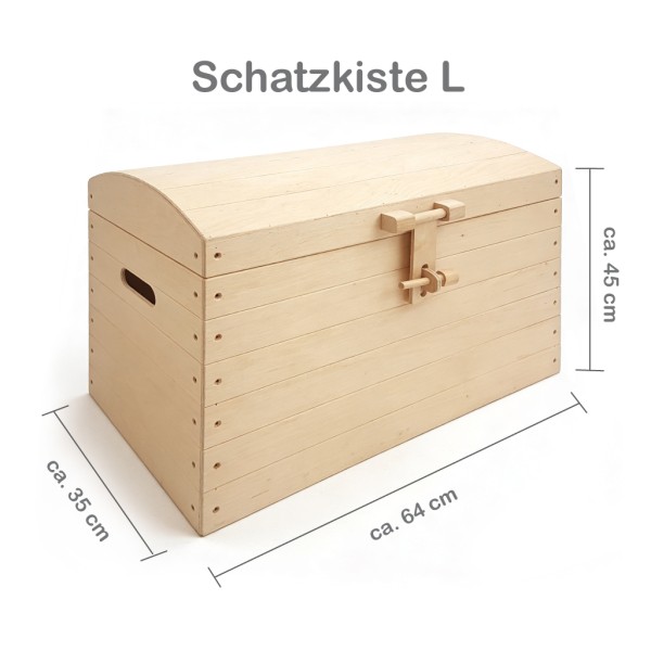 Holz-Schatzkiste Mittel-No.3 L 64| Kinder-Truhe | Piratentruhe | PW2213
