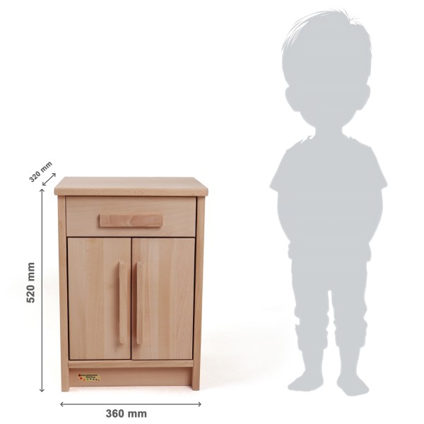 II. Wahl Kinderschrank "Butler" Natur/Weiß | mit Schublade | Modell 2022 Kinderküche SP S 2023 W