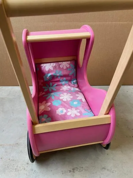 Holz Puppenwagen in rosa/pink