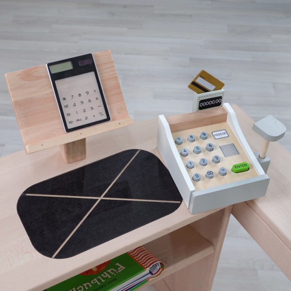 Kinderkasse passend für Kindertheke mit Kasse und Scanner von Holzspielzeug Peitz Kinderkasse passend für Kindertheke mit Kasse und Scanner von Holzspielzeug Peitz