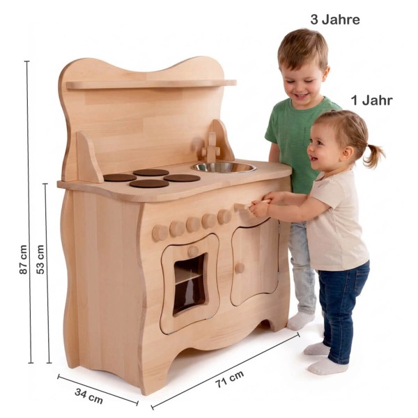 Spielküche Größe Vergleich Kinder 1 und 3 Jahre
