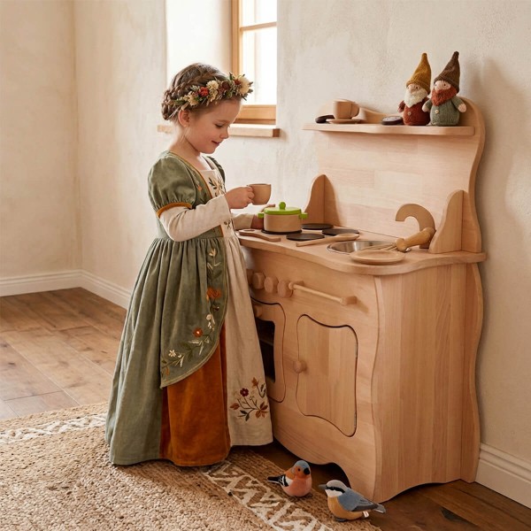 Spielküche Kind spielt Rollenspiel Holz Kinderküche