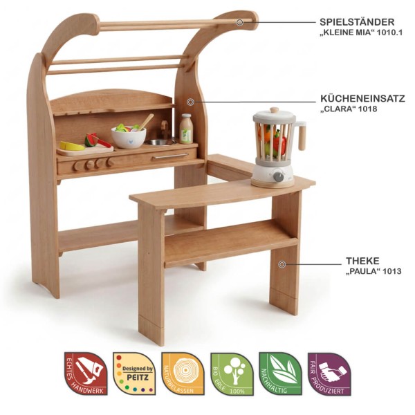 Holz Kinderküche mit Herd, Spüle und Drehknöpfen – realistisches Kocherlebnis
