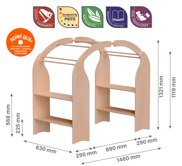 Weißer Spielständer JUNA | Kinder- Spielhaus | Massivholz | Waldorf-Schatzhöhle 1005