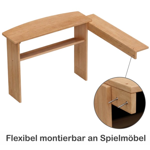 Holz Spieltheke mit Verbindungsbrett flexibel montierbar – erweiterbar zum Spielhaus