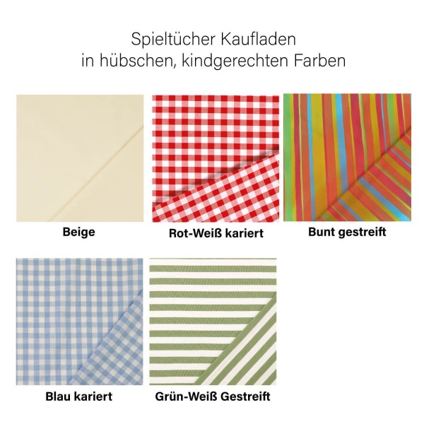 Kaufladen Spieltuch in verschiedenen Farben erhältlich - beige, rot-weiß, bunt