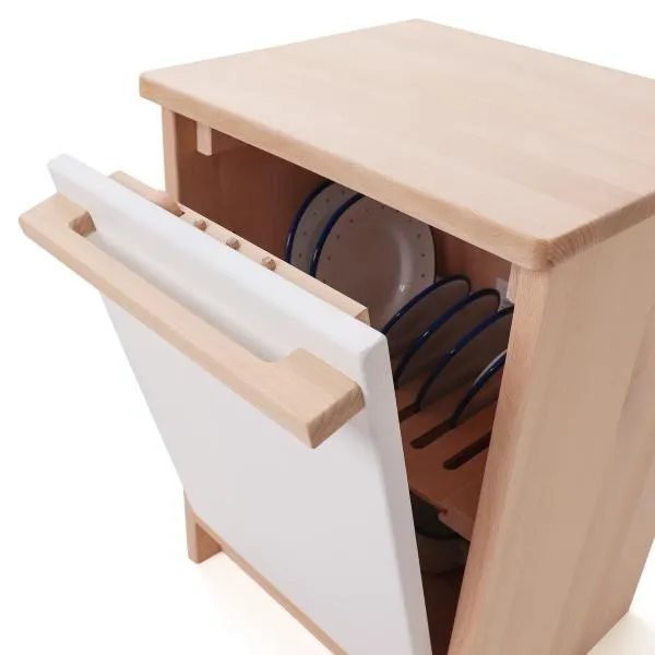 Kinder Spülmaschine weiß aus Massivholz - Spielzeug Geschirrspüle S2020W