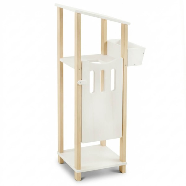 Steckenpferd Stall klein für 1 Hobby Horse aus Holz in Weiß mit Saloontür und Futterfach