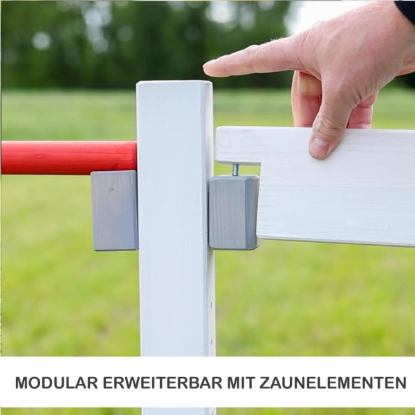 Modular erweiterbarer Steckenpferd Zaun für größere Spielweiden