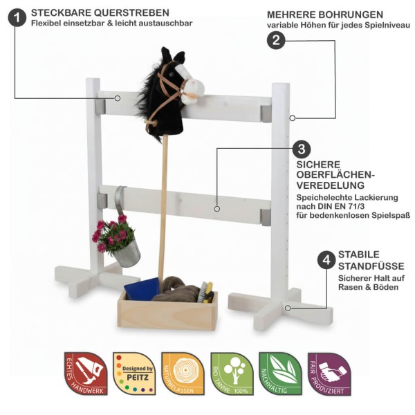 Steckbarer Steckenpferd Zaun mit verstellbaren Höhen und stabilem Stand