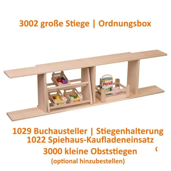 Große stabile Stiege | Obstkiste | Gemüsekiste | Kinder-Spielzeug-Kiste für Kaufmannsladen 3002