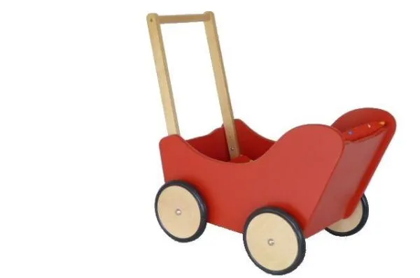Puppenwagen aus Holz Lauflernwagen rot DW 38-6020-21 | Puppen-Zubehör