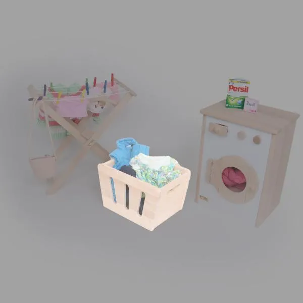 Wäschekorb aus massivem Holz | Mini-Spielmobil | Holzkiste | Ordnungsbox