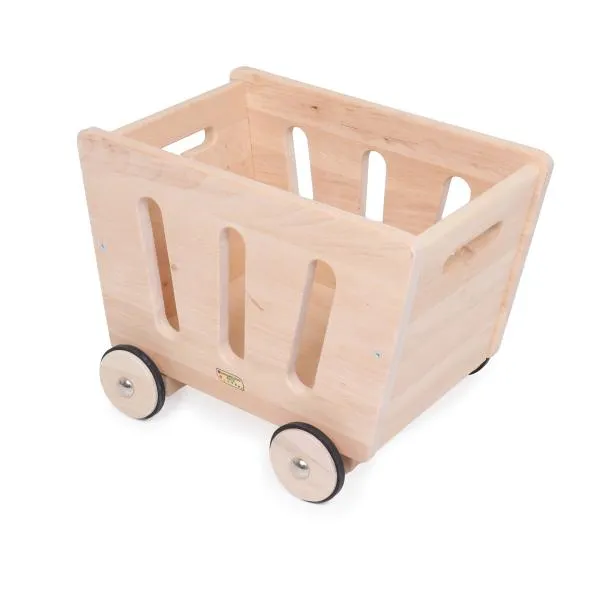 Waeschekorb mit Ache und Rädern aus Holz Waeschekorb mit Ache und Rädern aus Holz