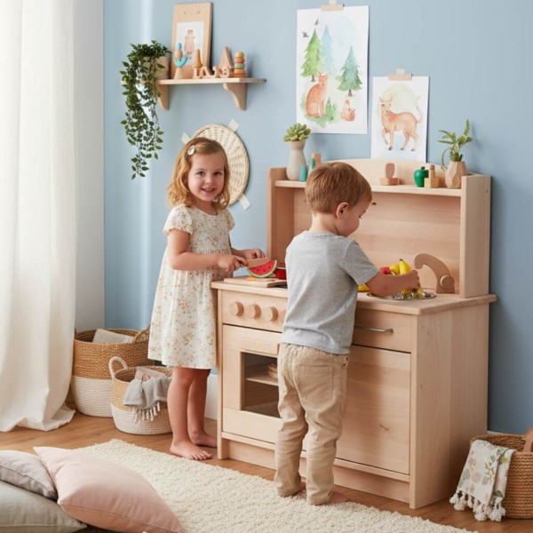 Waldorf Spielküche mit Herd und Spüle zum Bespielen Waldorf Spielküche mit Herd und Spüle zum Bespielen