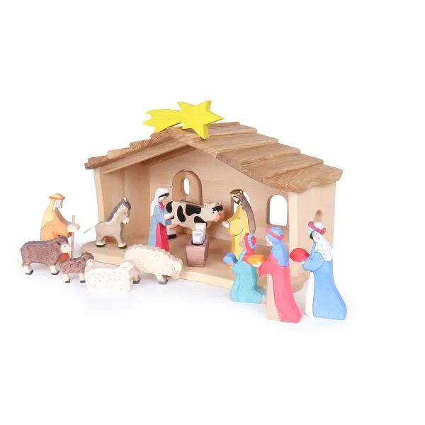 Weihnachtskrippe mit Schindeln | Krippenstall | Holzkrippe | kleiner Bauernhof Weihnachtskrippe mit Schindeln | Krippenstall | Holzkrippe | kleiner Bauernhof