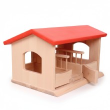 Kinder-Bauernhof-Reitstall-Ponyhof-Massivholz-Natur-Rot