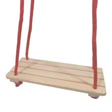 Holz-Schaukel mit roten Nylon-Seilen | Kinder-Garten-Schaukel | Spielzeug-Schaukel | PW2239