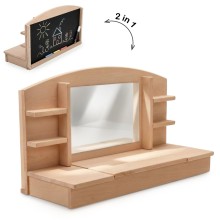 Kinder Schminktisch Aufsatz aus Holz mit Spiegel und Ablagen