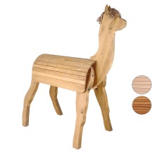 Handgefertigtes Holz Alpaka für Kinder aus Massivholz für fantasievolles Spielen im Garten und Außenbereich.