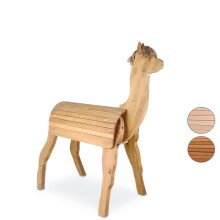 Handgefertigtes Holz Alpaka für Kinder aus Massivholz für fantasievolles Spielen im Garten und Außenbereich.