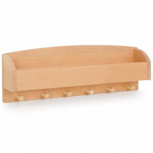 Montessori Garderobe aus Erlenholz, große Kindergarderobe MILANO mit Ablagefach, freigestellt auf weißem Hintergrund.