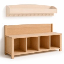Kinder Garderobe mit Sitzbank und 4 Schuhfächern – ideal für Schuhe, Spielzeug und Alltagssachen.