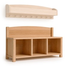 Kinder Garderobe mit Sitzbank und 3 Schuhfächern im Kinderzimmer – ordentlich und kindgerecht.