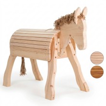 Holzesel PEDRO aus massivem Tannenholz in Natur – hochwertiges Reitspielzeug für Kinder.