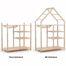 Montessori Kleiderschrank mit Spitzdach als Haus-Design im direkten Variantenvergleich