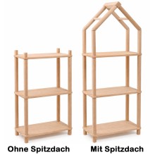 Montessori Regal schmal ohne oder mit Dach