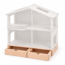 Holz-Schubladenset als Erweiterung für ein Puppenhaus mit zwei Schubladen unter dem Haus