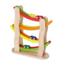 Auto-Rennbahn-4-Ebenen-bunt-farben-erlernen-Holzspielzeug - hochwertig