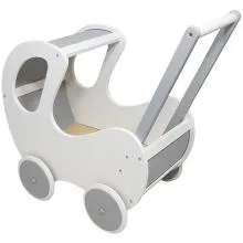 Puppenwagen weiß-grau– Holzspielzeug für Jungen und Mädchen – Geburtstagsgeschenk – Kindergarten – Kinderfahrzeug